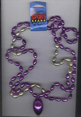Purple & Gold Football Bead Necklace - Minnesota Vikings/LSU Tigers - New Cover
