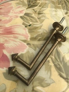 Vintage PAIR French Antique Brass Drapery Curtain Holdback Towel Hook Art Deco - Picture 1 of 20