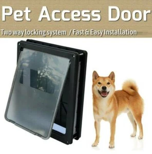 Large Size 2 Way Lockable Pet Dog Cat Safe Security Brushy Flap Door Black AU - Picture 1 of 12