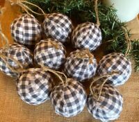10 Grungy Coffee Stained Muslin Snowballs Fabric RAG BALLS Christmas Ornaments