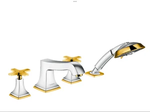 Hansgrohe Metropol Classic Bathtub Chrome/Gold 4-Loch, Tub Edge, 31449090 - Picture 1 of 4