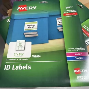 Etiquetas de identificación permanentes blancas AVERY para impresoras láser y de inyección de tinta, 2 x 2 5/8 pulgadas S8 - Imagen 1 de 4
