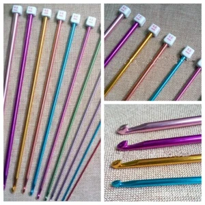 New 11pcs 10.6" Aluminum TUNISIAN AFGHAN Crochet Hook Knit Needles Set 2-8mm - Picture 1 of 8