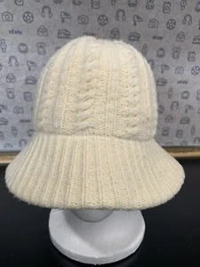 Sombrero de invierno vintage Aris para mujer talla M/L marfil estilo cubo textura forrada con fedora - Imagen 1 de 8