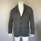 Vintage Twin Ddm Men?S 52 Gray Striped Cashmere Blazer Jacket 3 Button