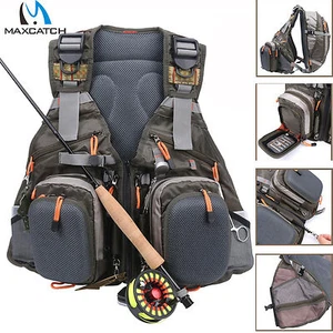 Maxcatch Multi-pocket Fly Fishing Vest Backpack Chest Mesh Bag Adjustable Size - Picture 1 of 9