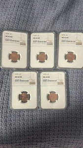 1975 1C RD Lincoln Memorial One Cent NGC MS66RD  Lot Of 5 - Picture 1 of 2