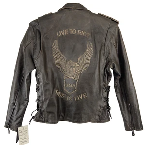 Xelement Brown Leather Riding Jacket Womens Size M Zip Out Liner Motorcycle NWT - Picture 1 of 15