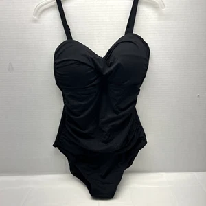 LEILANI One Piece Black Swimsuit Padded Underwire Ruched Sz 12 New w/ Tags - Picture 1 of 5
