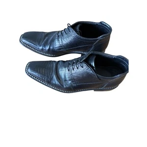 Eidechse geprägtes Leder elegante Schuhe Stiefeletten eckige Zehenpartie Größe 10,5 - Bild 1 von 5