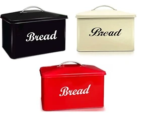 Cream/Black/Red Bread Bin Kitchen Food Storage Box Tin Container Stainless Steel - Picture 1 of 7
