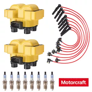 Juego de 8 bujías y cables de platino para bobina de encendido y 8 motocicletas para Ford F-250 FD487 - Imagen 1 de 1