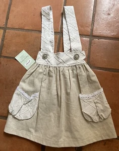 Persnickety NWT Girls Size 7 Overall Dress Skirt Jumper Ivory Ecru Linen NEW - Picture 1 of 2