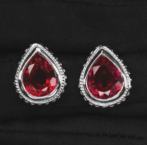 Precious Red Rubellite Tourmaline 11.20Ct 925 Sterling Silver Handmade Earrings - Picture 1 of 6