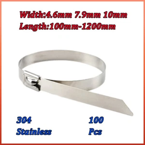 Cable Zip Tie Self Lock Strap Strong Metal Ties 304 Stainless Steel 4.6 7.9 10mm - Imagen 1 de 12