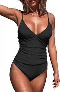 Women'S One Piece Swimsuit Tummy Control V Neck Bathing Suits - Picture 1 of 12