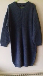 Boohoo Ladies Blue / Grey Long Line Thick Knit Jumper - Size L - Picture 1 of 5