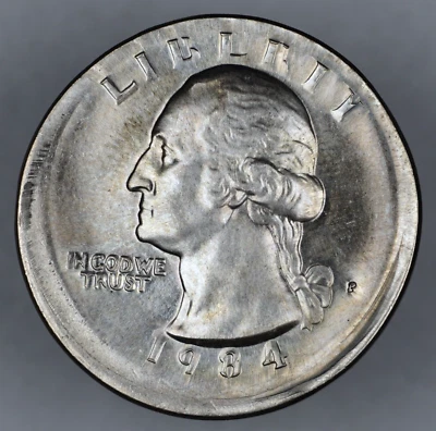 1984 25c LARGE Broadstruck off Center Quarter Mint Error Nice Coin E103 - Image 1 of 2