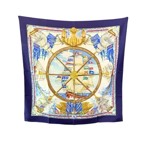 Authentic Hermes Vintage Blue Silk Scarf Vive le Vent 1992 Toutsy Bourthoumieux - Picture 1 of 6