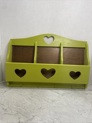 Винтажный деревянный органайзер для писем, ключей дизайн сердца фермерский домик деревенский шик - Изображение 1 из 4