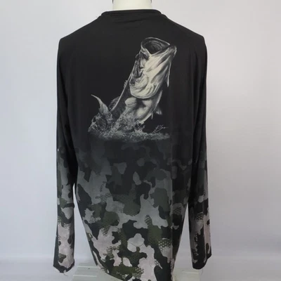 Camisa HUK Performance Para Hombres Grande Manga Larga K Scott Art Negra Camuflada Bajo Elastizada Foto 1 de 4