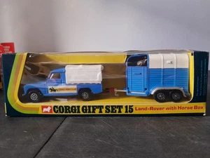 Corgi Gift Set 15 Land Rover And Rice's Beaufort Horse Box Original Box Code 3 - Picture 1 of 15