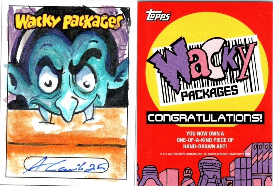 2025 WACKY PACKAGES - ARTIST SKETCH CARD - VAMPIRE CHARACTER - Aaron Laurich 223 - Image 1 of 1