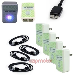 4X 4 USB PORT WALL ADAPTER+6FT MICRO 3.0 SYNC CABLES BLACK FOR GALAXY S5 NOTE 3 - Photo 1 sur 1