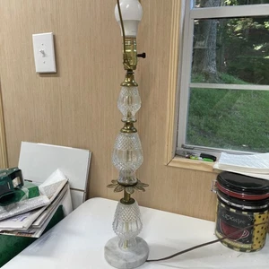 Antique Brass Crystal And Marble Lamp-Made In Italy - Picture 1 of 10