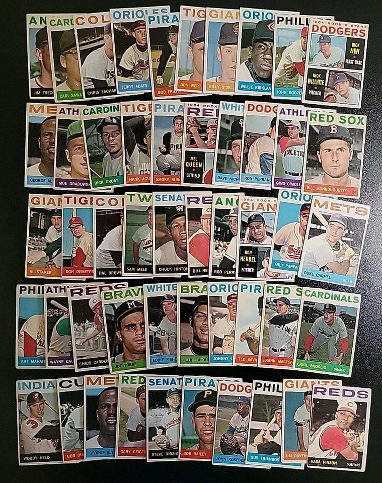 Tarjetas de béisbol 1964 Topps - Lote de 50 tarjetas - con Woody Held y John Boozer Foto 1 de 4