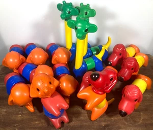Vintage Tupperware Toy Zoo-It-Yourself 63 pc Lot Dog Giraffe Elephant TupperToy - Picture 1 of 8
