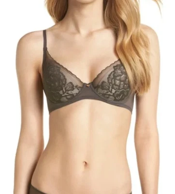 Sujetador Camiseta Natori 30DD Flora Contour Con Aros Nuevo Sin Etiquetas 721150 Gris Oscuro/Lt Mocha Foto 1 de 4