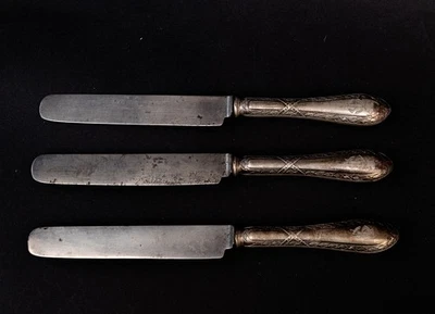 3 sehr alte Silbermesser, sehr schick, Monogramm, Messer, Silber - Bild 1 von 4