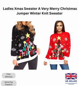 Maglione Donna Un Buon Natale Festivo Maglione Invernale Natale Top Elegante - Foto 1 di 14