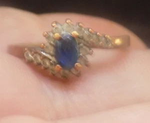 Vintage blauer & klarer Farbstein Ring Größe 7,25 (523) - Bild 1 von 4