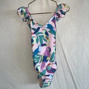 Tea Collection Size 6 Swimsuit Tropical Birds On Pink - Picture 1 of 3