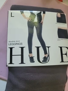 Hue Women L Double Knit Leggings Gray NWT #2225 - Picture 1 of 8
