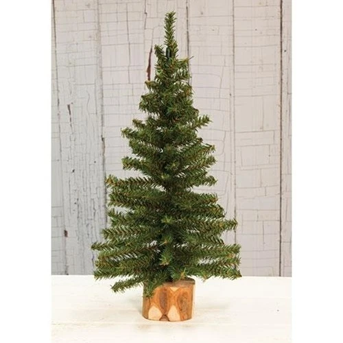 New Primitive RUSTIC PINE CHRISTMAS TREE Wood Base 18" - Image 1 of 1