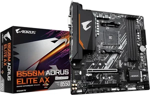B550M AORUS ELITE AX Motherboard - Supports AMD Ryzen 5000 Cpus, 5+3 Phases Pure - Afbeelding 1 van 12