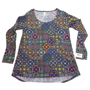 Blusa Top LuLaRoe Lynnae Adulto Talla Grande - Multicolor Geométrica - Nueva con Etiquetas - BRILLANTE - Imagen 1 de 7
