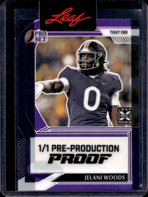 2022 Leaf Metal Pro Set Jelani Woods Purple Clear Pre Proof Rookie RC #1/1 - Image 1 of 2