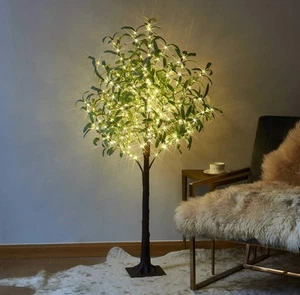 Lighted Olive Tree 4FT 160 Fairy Lights Faux Plant Tree with Lights - Picture 1 of 5