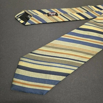 Corbata de seda extra larga Nordstrom de JZ Richards a rayas azul/dorado/marrón 64x3,75 EE. UU. Foto 1 de 4