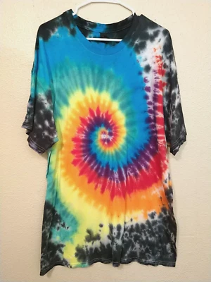 Camiseta masculina feminina unissex tingida em espiral feita à mão tamanho XL hippie boho (T113) - Imagem 1 de 3