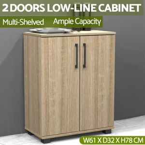 Shelf Cupboard 2 Door Laundry Kitchen Toilet Storage Cabinet Organizer Oak - Picture 1 of 10