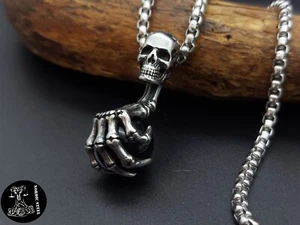 Anhänger Halskette Totenkopf Skull Kralle Edelstahl Schmuck Kugel Gothic NEU - Bild 1 von 18