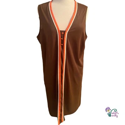 Camisón De Colección Años 60 GOSSARD ATREMIS Marrón Chocolate Naranja Mod Peignoir Talla 2X Foto 1 de 4
