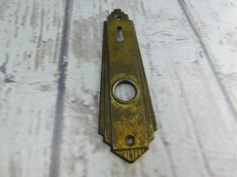 Antique Mortise Lock Door Trim Backing Plate w/ Key Slot Cover