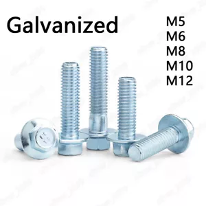 Tornillos de cabeza de brida hexagonal de acero galvanizado M5 M6 M8 M10 M12 - Imagen 1 de 5
