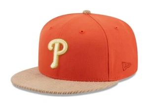 New Era Philadelphia Phillies Autumn Wheat 950 Snapback Hat Tan Corduroy Visor - Picture 1 of 7